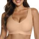 OEAK Womens Jelly Bras No Underwire Seamless Full Coverage Support Lift Pull on Bralette Comfort Everyday Sports Tshirt Bra (Beige, L)