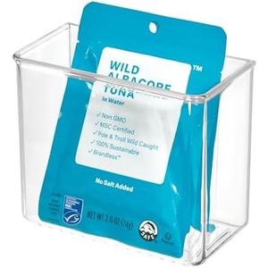 iDesign Adhesive Organizer Bin - Damage-Free Hanging for Kitchen, Bathroom, or Office - Clear