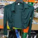 Women's T-Shirt Ruched Button Up Slim Tee for Women T-Shirt for Women (Color : Dark Green, Size : Small)