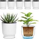 T4U 4 Inch Plant Pots Self Watering, 6 Pack African Violet Pots, Small Plant Pots for Plants, Small Indoor Plant Pot, Self Watering Planter for African Violet, Succulents (6 Pack, 4", White)