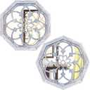 ZOLAPI 2 PCS Octagon Wall-Mounted Mirrors,Vintage Farmhouse Mirror for Wall Decor,Rustic White Color Decorative Accent Mirror for Foyer, Bathroom, Bedroom. (12x12)