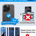 BXYJY for iPhone 16 Pro Max Case Wallet with Screen Protector (Tempered Glass), Slide Camera Cover, Military Grade Drop, Card Holder (4-5 Cards), Heavy Duty Men Women Case for iPhone 16 Pro Max, Blue