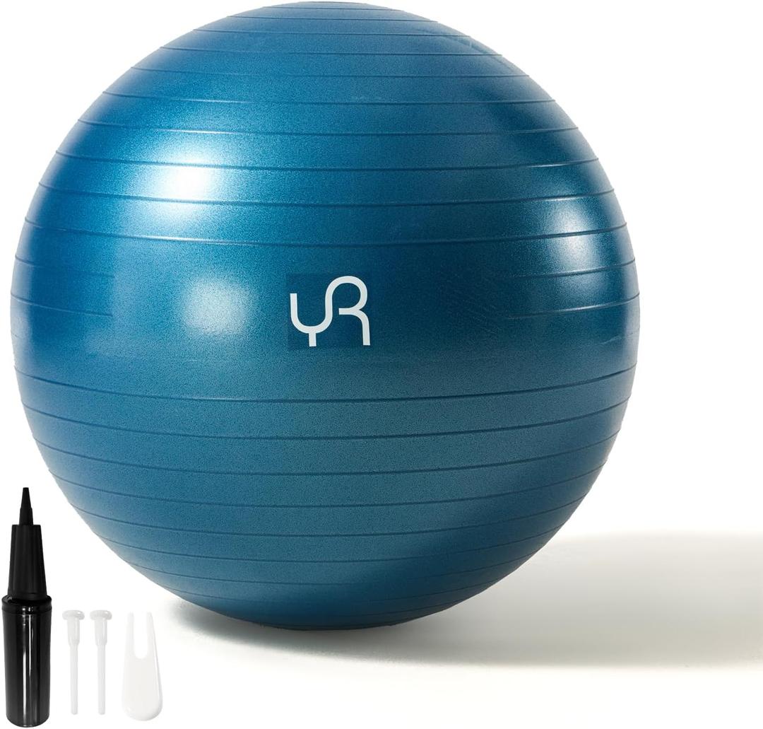 Exercise Ball for Workouts, 9 Inch Pilates Ball Anti-Burst and Slip Resistant Yoga Ball for Gym Fitness and Physical Therapy (Dark Blue 55cm)