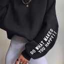 GORGLITTER Women's Letter Graphic Sweatshirts Y2k Crew Neck Long Sleeve Oversized Pullover Tops Aesthetic Casual Fall (S)