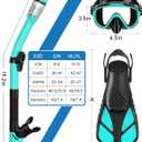 Ubekezele Snorkeling Gear for Adults Men Women,4 in 1 Snorkel Set with Panoramic View Diving Mask Anti-Fog Anti-Leak,Dry Top Snorkel,Fins and Travel Bag for Swimming,Snorkeling and Travel Diving