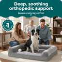 Furhaven Orthopedic Dog Bed for Large/Medium Dogs w/ Removable Bolsters & Washable Cover, For Dogs Up to 55 lbs - Faux Fur & Velvet Sofa - Smoke Gray, Large