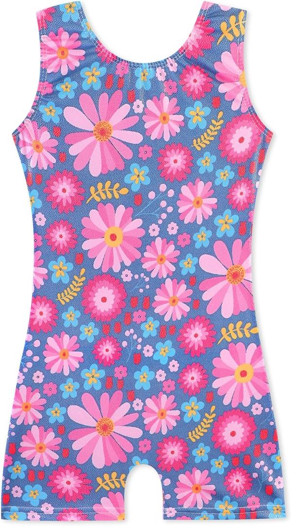 HOZIY Gymnastics Leotards with Shorts for Girls Toddlers Kids Biketard Tumbling Outfits Sparkle Unicorn Leopard Galaxy