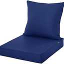 Comcaver Outdoor Chair Cushions 24x24 Inch, Waterproof Fade Resistant Deep Seat and Backrest Cushion Set for Patio Furniture, Navy, 1 Set