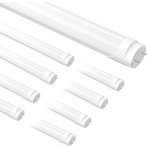 Fluorescent Light Bulbs 48 Inch, T8 LED Bulbs 4 Foot Type A+B, 24W 3200LM 3000K Warm White, F32T8 or F40T12 LED 4FT Replacement, Plug and Play or Ballast Bypass, Double or Single End Powered, 8-Pack