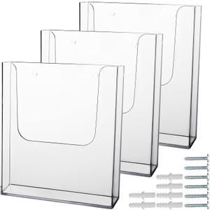 zavekia Acrylic Brochure Holder, 3 Packs 8 x 11.5 Inches Brochure Holder Wall Mount Flyer Holder Clear Literature Holders Magazine Holder,Mail Holder For Wall (8 x 11.5 in / 3 pack)