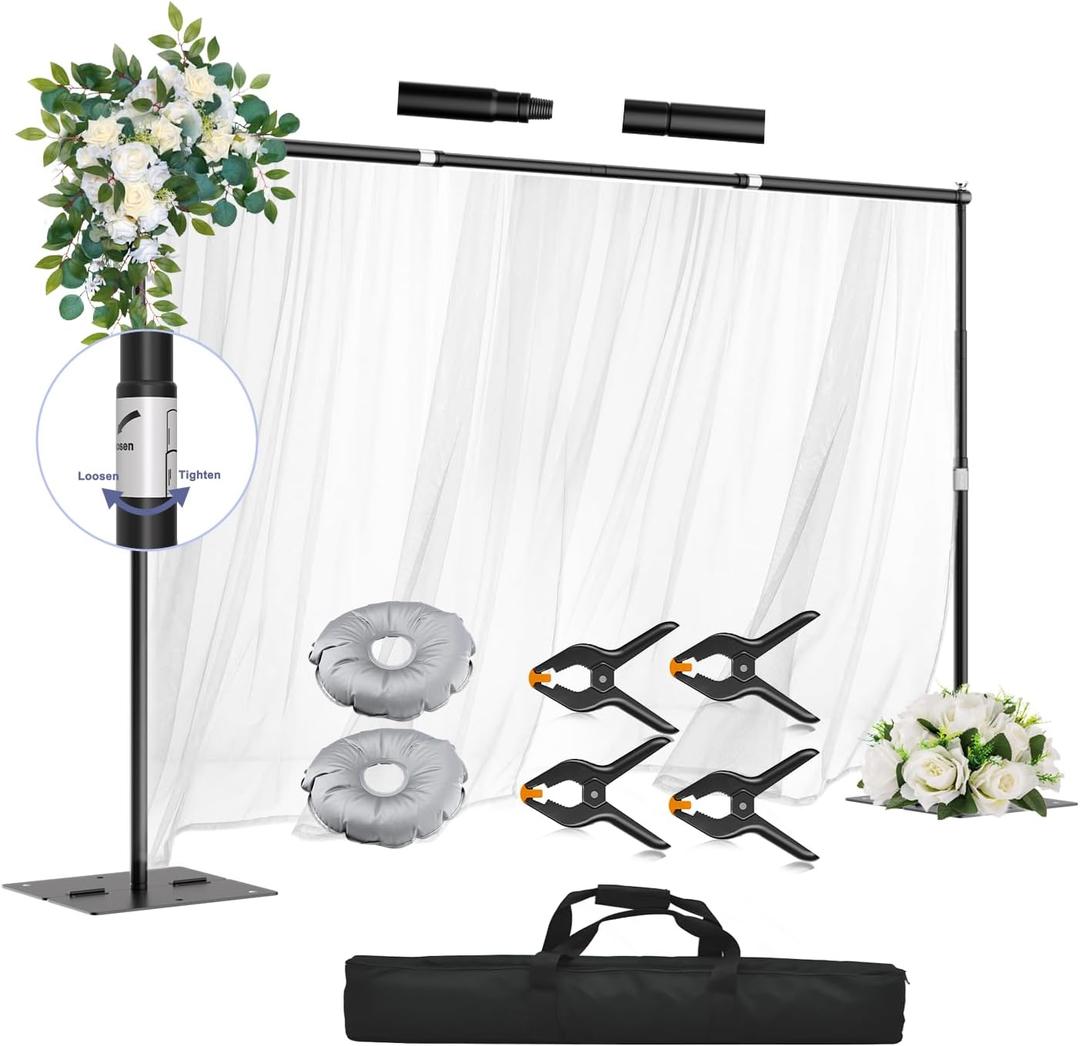 Heavy Duty Backdrop Stand, 8.5x10ft Adjustable Photo Background Support System Kit with Metal Base, Pipe and Drape Photography Back Drop Kit for Parties Video Studio Wedding