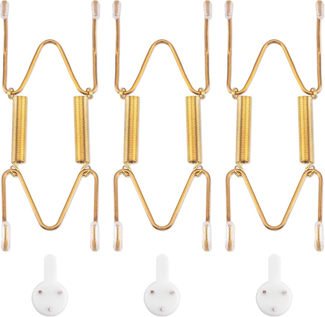 Bilillo 3 Pcak Plate Hangers for The Wall, Suitable for 3.5-4.5 inch Decorative Plate, Stainless Steel Invisible Heavy Duty Wire Plate Holder with Wall Hooks, Plate Hangers for Displaying Plates