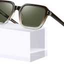STGATN Retro Square Polarized Sunglasses for Men, UV400 Protection Sun Glasses, Trend Acetate Frame Shades (4. Two-tones Frame Green Lenses)