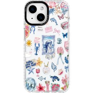for iPhone 13 mini Case, Ocean Self-Care Collage Pattern with Sea Creatures, Military-Grade Drop Protection, Aesthetic Soft Slim TPU Protective & Camera Protection for Women Girls (BlueSummerCut)