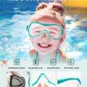 OutdoorMaster Marlin Kids Mask Fins Snorkel Set, Dry Top Snorkeling Gear with Adjustable Fins, Anti-Fog Snorkel Mask Set for Boys and Girls Age 6-16 (Cyan)