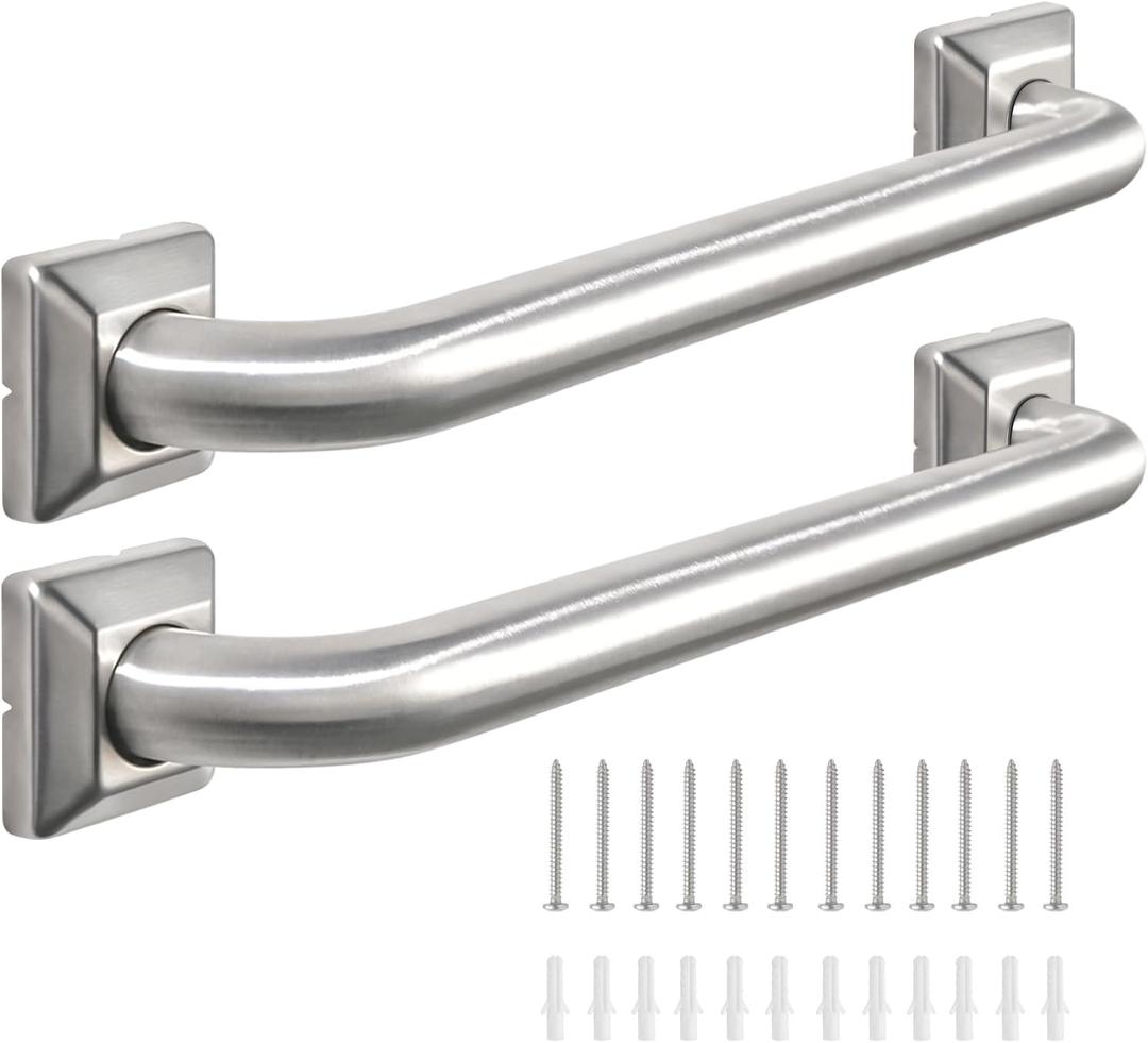 Bathroom Grab Bars Stainless Steel Handrail ADA Compliant 500lbs bathtubs and Showers Toilet Handle Safety for Handicap, Elderly, Disabled, Injury (12inches 2 Pack)