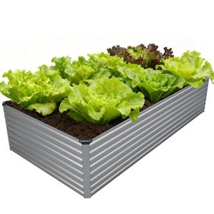 DIIYIV Galvanized Raised Garden Bed Kit Outdoor Patio,8x4x2ft Large Rectangular Metal Planter Boxes,Deep Root Box Planter for Gardening,Vegetables,Flowers,Herbs-Silver