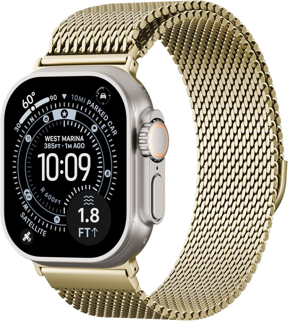 Magnetic Mesh Milanese Loop Compatible with Apple Watch Band 49mm 46mm 45mm 44mm 42mm 41mm 40mm 38mm Men Women, Stainless Steel Metal Strap for iWatch Ultra 3/2/1 Series 11 10 9 8 7 6 5 4 SE