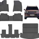 Floor Mats & Trunk Mat for 2024-2025 Hyundai Santa FENon Hybrid,TPE All Weather Protection 3 Rows Car Floor Liners with Large Cargo Liners Accessories-Black