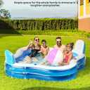 QPAU Inflatable Swimming Pool with 2 Seats and Backrests, 80" L x 80" W x 27" D Large Full-Sized Family Pools for Kids and Adults for Backyard, Garden, Outdoors, Clear Blue
