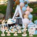 16 Pcs Wooden Baby Shower Table Centerpiece Blue Bear Tabletop Detachable Sign It's A Boy Gender Reveal Table Toppers Display Decoration Bear Birthday Photo Props Party Favor Supplies