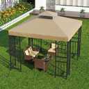 9.8'x9.8' Replacement Canopy Top Cover Only for Gazebo, Double Tiered Gazebo Covers for Outdoor Patio Garden Canopy Upgraded 2025 (Khaki)