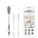 Silicone Cleaning Brush Kit,Water Bottle and Straw Cleaner Brush Set for Tumbler,Baby Bottle,Breast Pump Part,Nipple,Sippy Cup,Glass,Dishwasher Safe,BPA Free,3 Pcs (Gray)