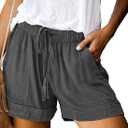 Wielsscca Women's Drawstring Shorts Summer Elastic Waist Casual Lightweight with Pockets, S
