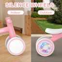 SEREED Colorful Lighting Baby Balance Bike, Toys for 1 Year Old Boys Girls, 12-24 Month Toddler Balance Bike with 4 Silence Wheels, First Birthday Gift (Pink)