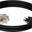NEMA 6-20P to 6-15R / 6-20R Extension Cord 10FT, 12 Gauge Heavy Duty Durable Power Cable, T-Blade Cord with LED Indicator for Indoor/Outdoor, 20 Amp, 250Volt, 12/3 AWG, ETL Listed