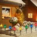 2 Pack Jumbo Christmas Pathway Lights Outdoor, Total 14FT 8Pcs Multicolor Diamond Connectable Plug in Walkway Lights for Driveway, Fence, Yard Holiday Decor, Green Wire