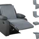 HOMBYS 3-in-1 Recliner Seat Cushion with Lumbar Support Pillow & Footrest, Multi-Functional Adjustable Height 2" to 6" for You to Choose, Non-Slip Foam Chair Cushion for Elderly, Light Grey, 20"x20"x2"