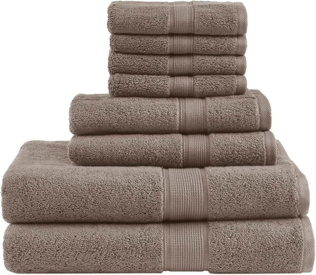 Madison Park 800GSM Bathroom Towel Set of 8 100% Cotton Bath Towel Set for Bathroom Luxurious Highly Absorbent 2 Bath Towels 2 Hand Towels 4 Washcloths Quick Dry Spa Quality Mocha (Multi-Size Set (30 x 54, 16 x 28, 13 x 13 in))