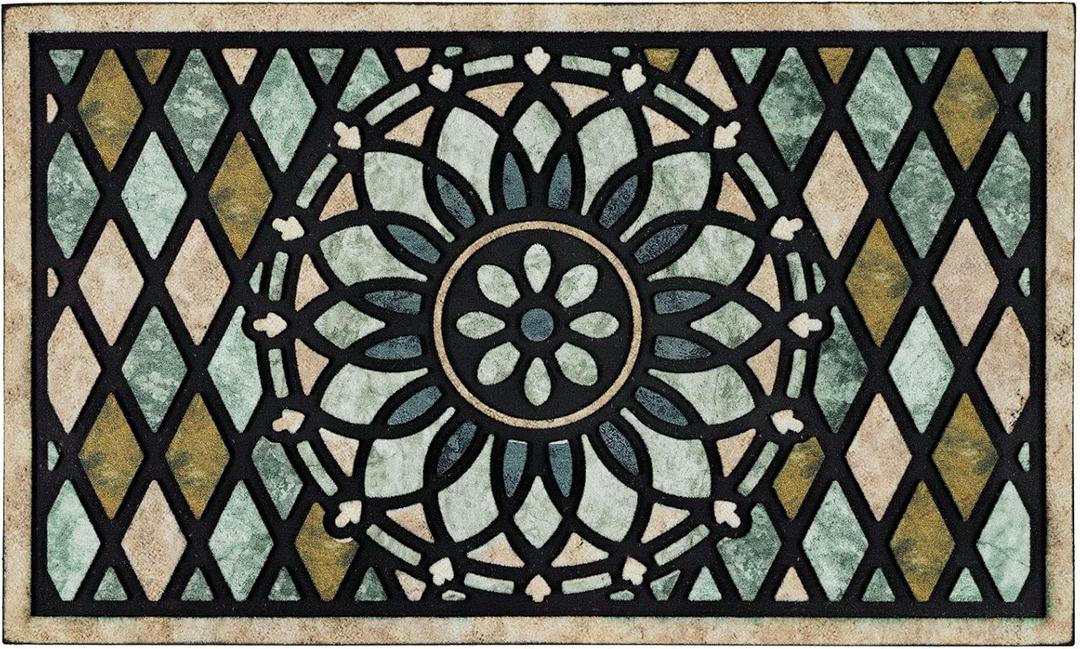 CHICHIC Welcome Door Mat 17x 30 Inch Front Doormat Outdoors for Home Entrance Outdoors Mat for Outside Entry Way Doormat Entry Rugs, Heavy Duty Non Slip Rubber Back Low Profile, Flower (1'5" x 2'6" (Rectangular))