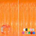 3 x 2PCS Macaron Orange Party Streamers 3.3x8.3Ft Foil Fringe Backdrop Curtains Tinsel Streamers Birthday Party Decorations Fringe for Graduation Wedding, Baby Shower Disco Party Anniversary Streamers