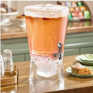 3.5 Gallon Acrylic Beverage Dispenser with Ice Core and Spigot, Clear BPA Free Drink Dispenser for Parties, Catering, Weddings and Events