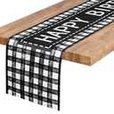 Happy Birthday Table Runner Buffalo Checkerboard Table Decorations Racing Theme Birthday Party Sign, 72 Inches