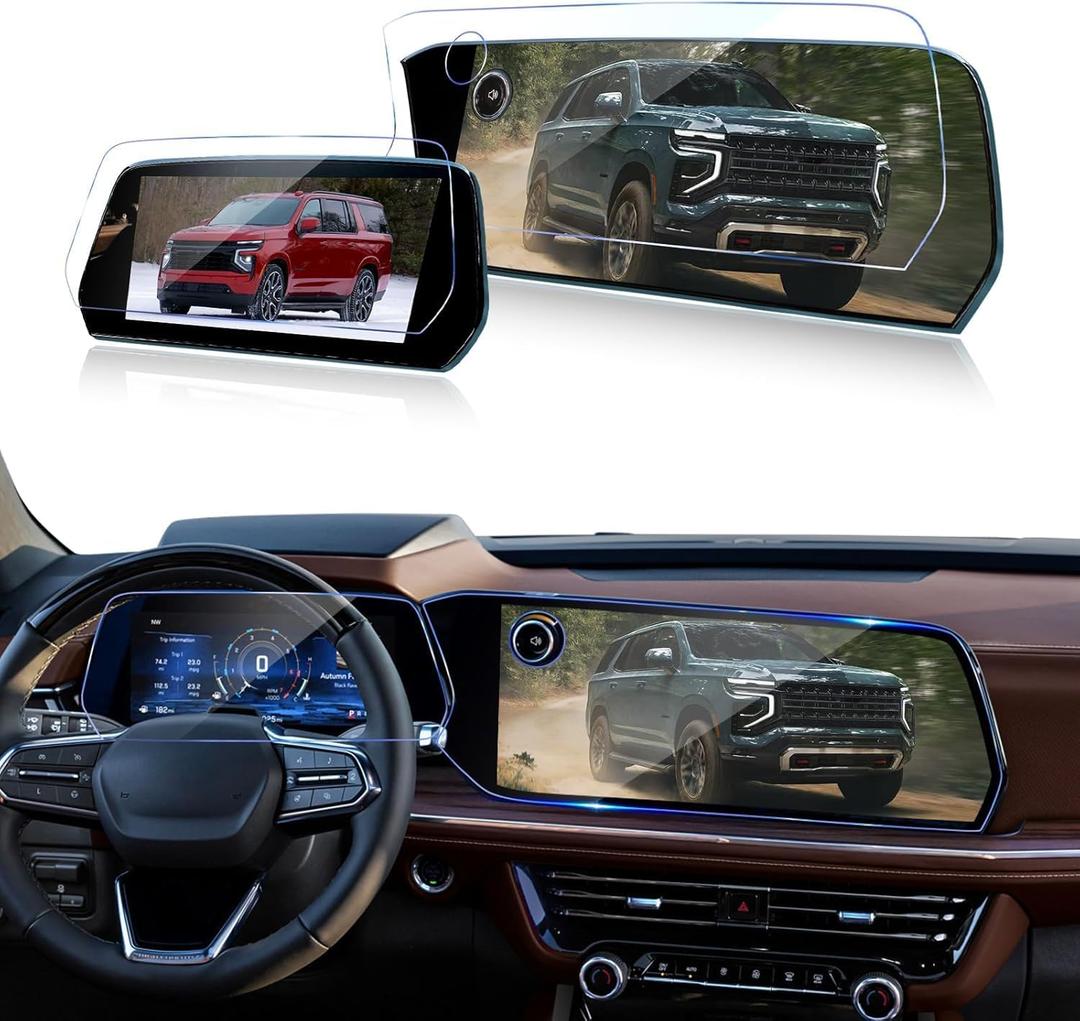 2PACK 2026 2025 Tahoe Suburban Screen Protector [9H Tempered Glass] for 2025 2026 Chevy Tahoe Suburban (High Country/Premier/Z71/LT/LS) Screen Protector 2025 2026 Tahoe Suburban (11" Dash &17.7"Nav. ) Display Accessories