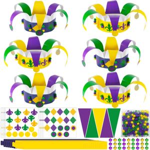 24pcs Carnival Masquerade Crown Craft Kits Carnival Paper DIY Hat Make Your Own Comedy Tragedy Face Crown Party Accessory for Masquerade Parties, Classroom Activities Crafts DIY Art Party supplies