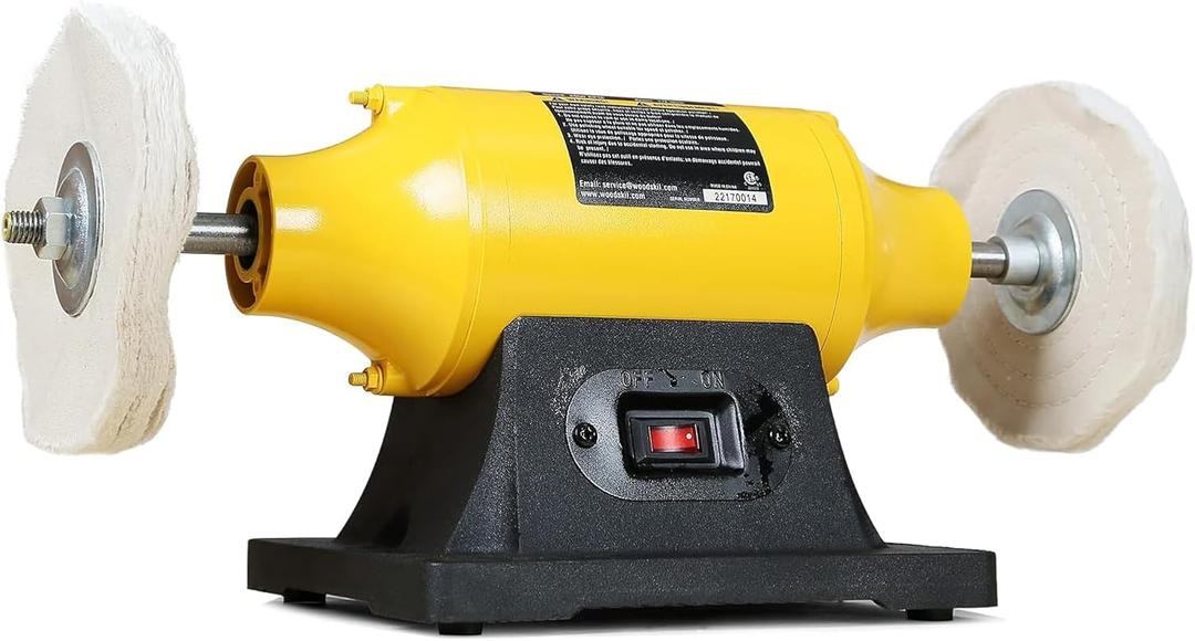 4.0A Bench Buffer Polisher, 6 Inch Jewelry Buffer Polishing Machine, 3450 RPM Bench Polisher with Hard & Flannelette Buffing Wheels for Metal, Jade, Jewelry, Knife, Wood