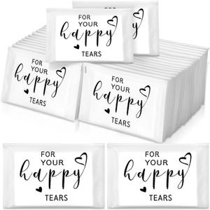 Yinder 60 Bulk Happy Tears Tissue Packs for Wedding 3 Ply Pocket Size Tissues Packs for Guests Facial Individual Wedding Favors Party Supplies Travel Graduation Celebration(Heart)