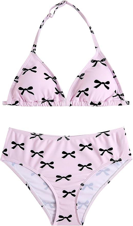 RoseSeek Girl's 2 Piece Graphic Starfish Bathing Suit Halter Triangle Swimsuit Cute Beachwear Bikini Sets, Size: 10 Years