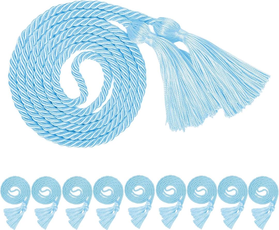 10 Pieces Light Blue Graduation Honor Cords for Graduation 2025,National Honors Society Light Blue Cords Bulk