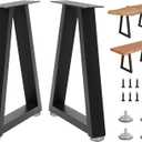 22 Inch Metal Desk Table Legs, Trapezoid Metal Coffee Table Legs, Heavy Duty Industrial Dinning Desk Leg with Adjustment Feet Pads (Bear Up to 800lb)