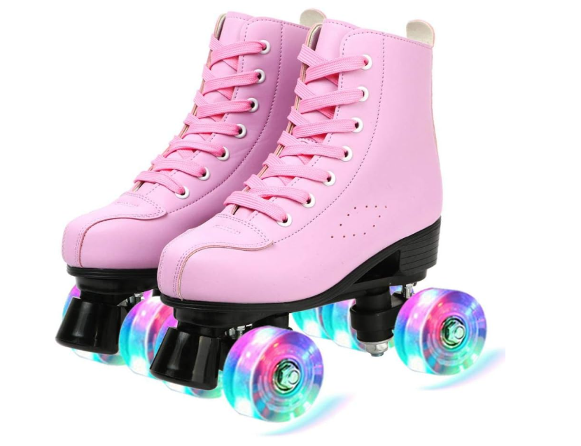Comeon Classic Women Roller Skates,Unisex High-top 4 Wheel Roller Skates Double Row Roller Skates for Boys and Girls, Size 2