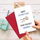2 x Ogeby Rude Father’s Day Card Gifts from Daughter Son, Funny Father’s Day Card Gift for Dad, Happy Father’s Day from Your Best Swimmer