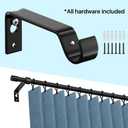 Curtain Rods for Windows 28 to 48 inch, Black Curtain Rod 2 Pack, 5/8" Diameter Metal Curtain Rod Set of 2 with Brackets, Splicing Adjustable Curtain Rod for Bedroom, Living Room, Kitchen, Black