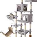 Sweetcrispy 71 inch Cat Tree Tower, Large Multi Level Cat Climbing Tower with Condo, Natural Sisal Scratching Posts, Platform, Hammock, Basket, Tall Pet Tree House for Indoor Cats Play, Light Grey