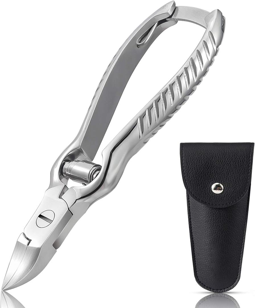 BEZOX Heavy Duty Podiatrist Toenail Clippers for Thick and Ingrown Nails, Stainless Steel Toe Nail Clipper, Pordiatry Ingrwon Toenail Tools - Silver