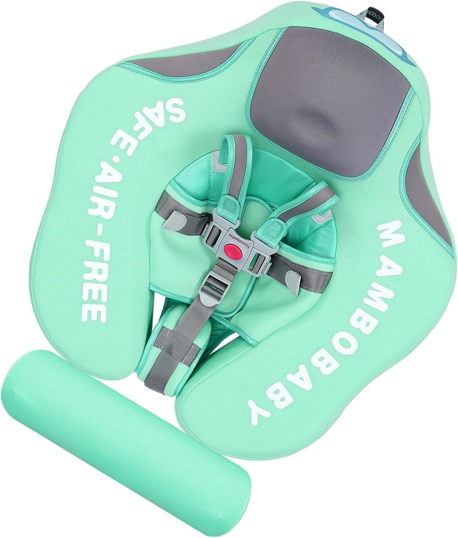 Non-Inflatable Float Infant Lying Swimming Ring Pool Swim Trainer with Tail Float for 3-24 Months (Green)